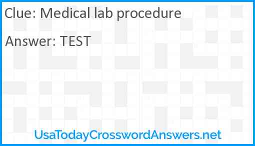 Medical lab procedure Answer