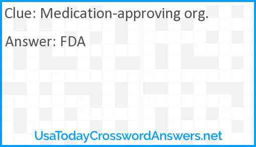 Medication-approving org. Answer