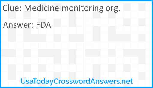 Medicine monitoring org. Answer