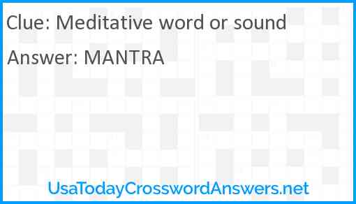 Meditative word or sound Answer
