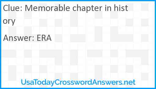 Memorable chapter in history Answer