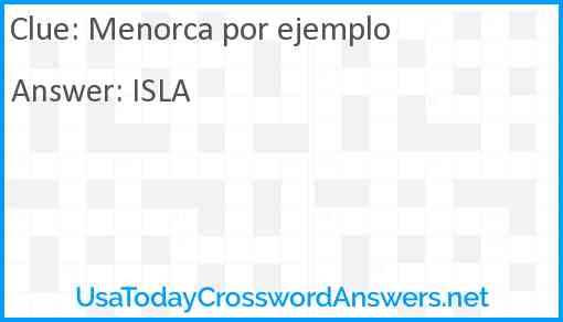 Menorca por ejemplo Answer