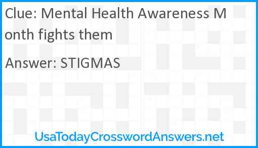 Mental Health Awareness Month fights them Answer
