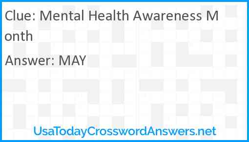 Mental Health Awareness Month Answer