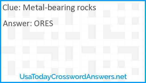 Metal-bearing rocks Answer
