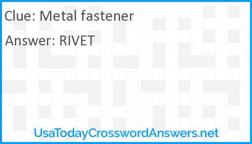 Metal fastener Answer