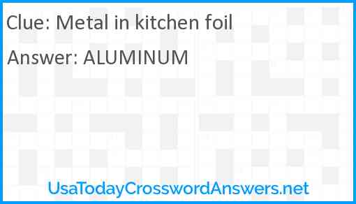 Metal in kitchen foil Answer