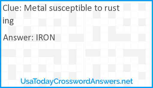 Metal susceptible to rusting Answer