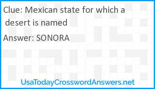 Mexican state for which a desert is named Answer