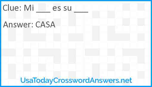 Mi ___ es su ___ Answer