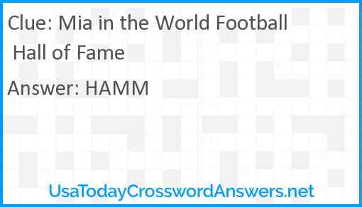 Mia in the World Football Hall of Fame Answer