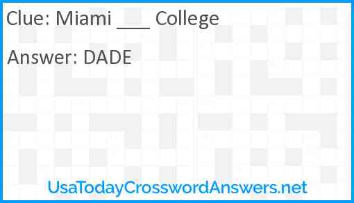 Miami ___ College Answer