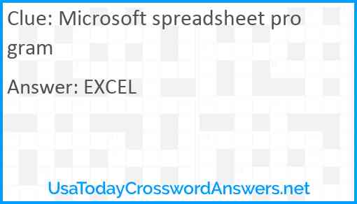 Microsoft spreadsheet program Answer