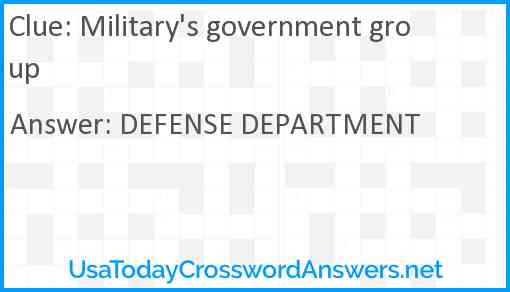 Military's government group Answer