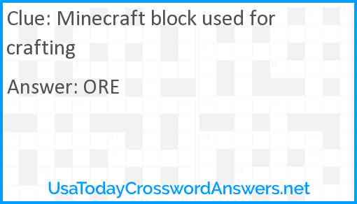 Minecraft block used for crafting Answer