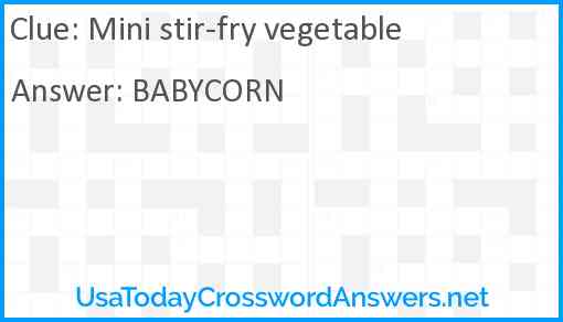 Mini stir-fry vegetable Answer