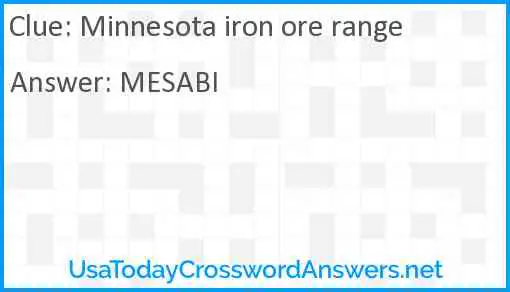 Minnesota iron ore range Answer