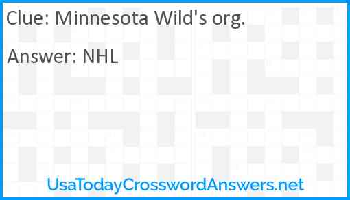 Minnesota Wild's org. Answer