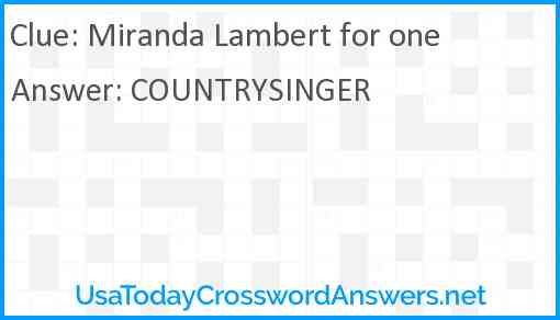 Miranda Lambert for one Answer