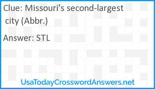 Missouri's second-largest city (Abbr.) Answer