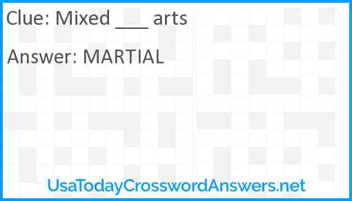 Mixed ___ arts Answer