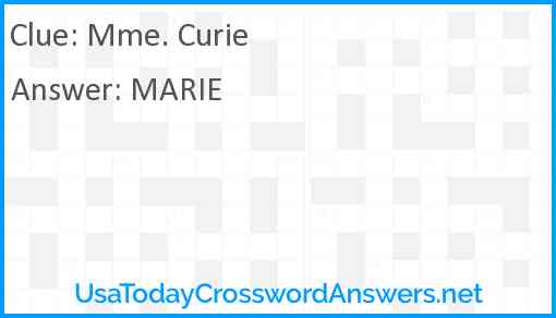 Mme. Curie Answer