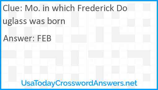 Mo. in which Frederick Douglass was born Answer