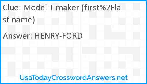 Model T maker (first%2Flast name) Answer