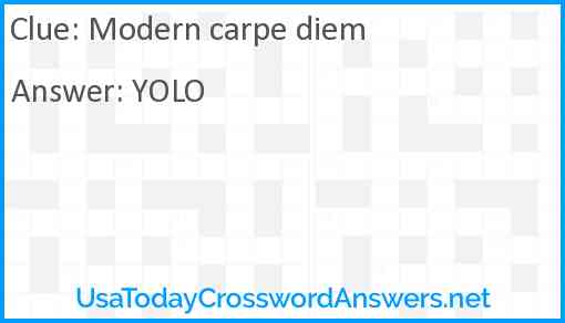 Modern carpe diem Answer