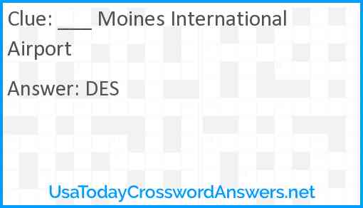 ___ Moines International Airport Answer