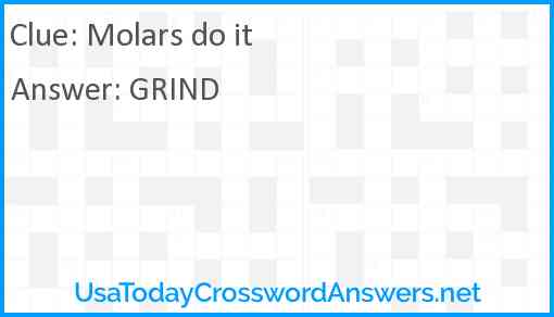 Molars do it Answer