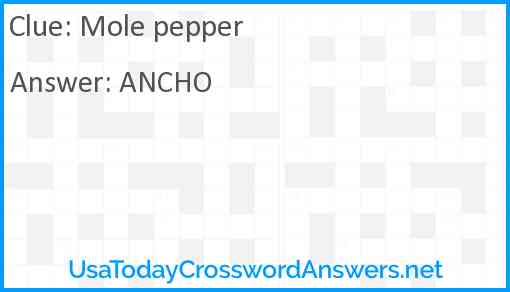 Mole pepper Answer