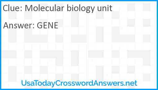 Molecular biology unit Answer