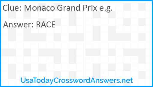 Monaco Grand Prix e.g. Answer