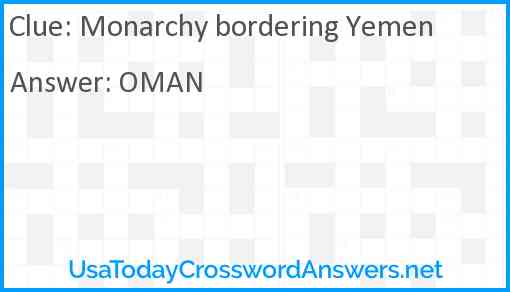 Monarchy bordering Yemen Answer