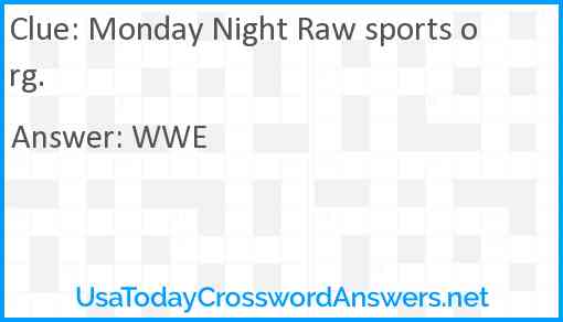 Monday Night Raw sports org. Answer