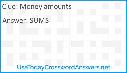 Money amounts Answer