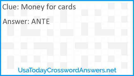 Money for cards Answer
