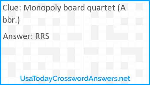 Monopoly board quartet (Abbr.) Answer