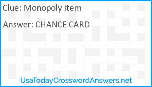 Monopoly item Answer