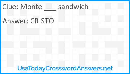 Monte ___ sandwich Answer