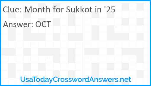 Month for Sukkot in '25 Answer