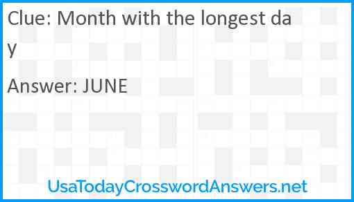 Month with the longest day Answer