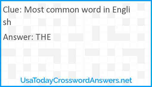Most common word in English Answer