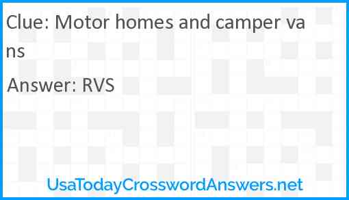 Motor homes and camper vans Answer