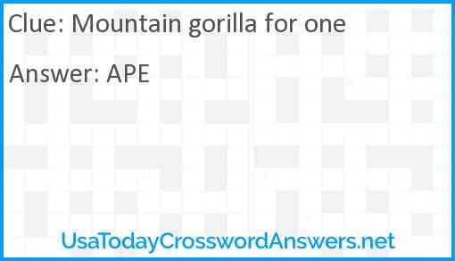Mountain gorilla for one Answer