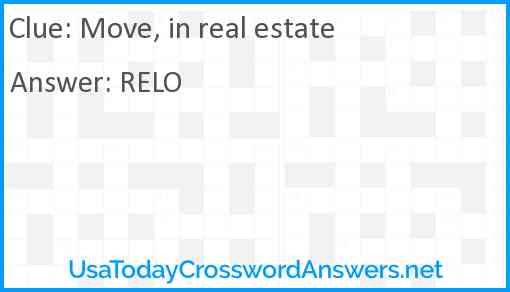 Move, in real estate Answer