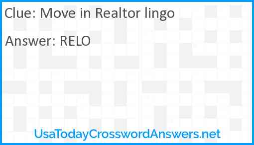 Move in Realtor lingo Answer