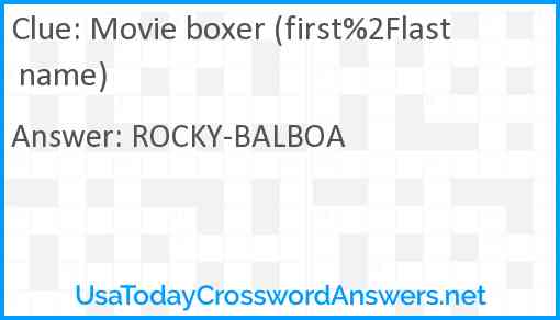 Movie boxer (first%2Flast name) Answer