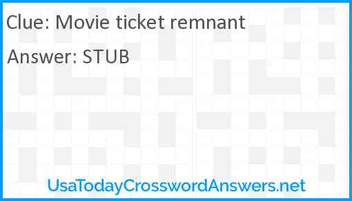 Movie ticket remnant Answer